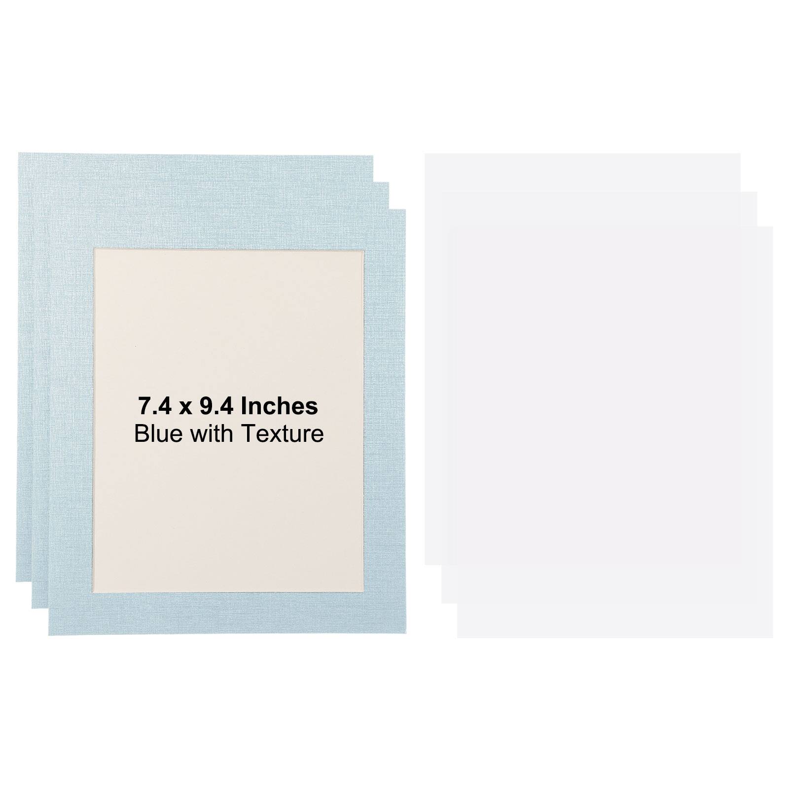 Unique Bargains - 3pcs Cardboard Picture Frame, 9.8x11.8 Inch Photo Wall Display Paper Frame with Clear Film for Artwork - Blue Linen