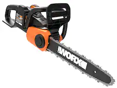 Front. WORX - WG384 40V 14" Cordless Chainsaw with Auto-Tension (2 x 2.0 Ah Batteries & 1 x Charger) - Black.