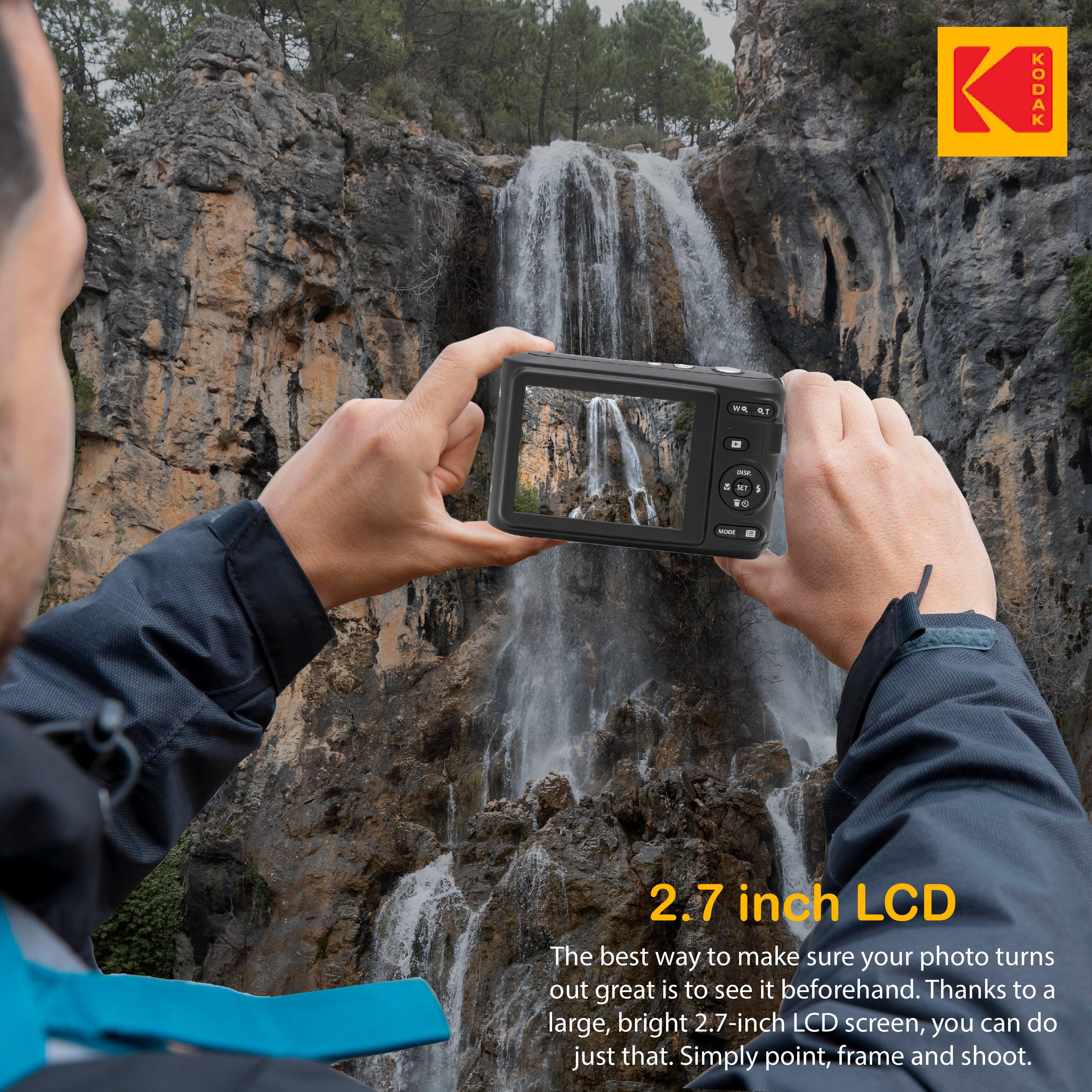 KODAK

2.7 inch LCD

The best way to make sure your photo turns out great is to see it beforehand. Thanks to a large, bright 2.7-inch LCD screen, you can do just that. Simply point, frame and shoot.
