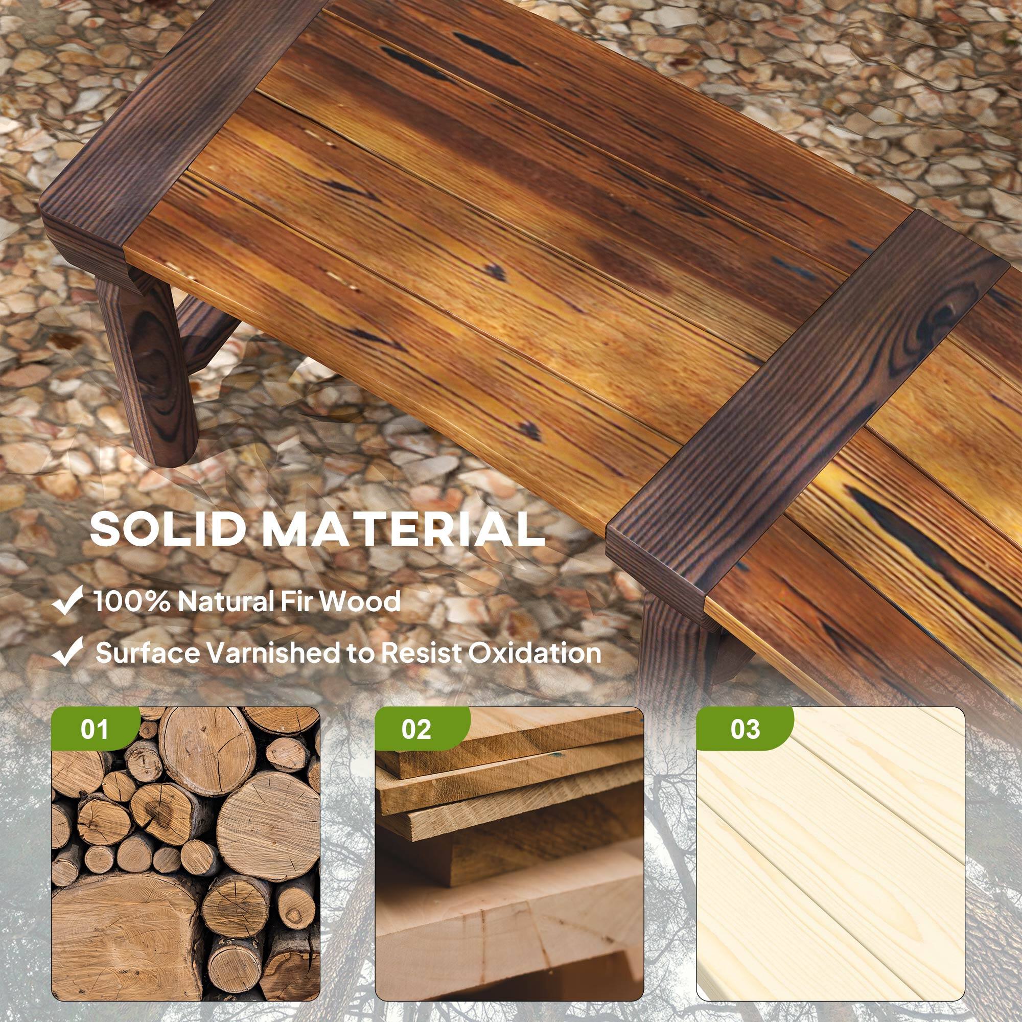 SOLID MATERIAL  
100% Natural Fir Wood  
Surface Varnished to Resist Oxidation  

01  
02  
03