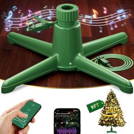 POOLHACKER - Rotating Christmas Tree Stand for Up to 9FT 120LB Artificial Trees, Musical Spinning Stand, Fits 1.25-2 inch Poles - Green