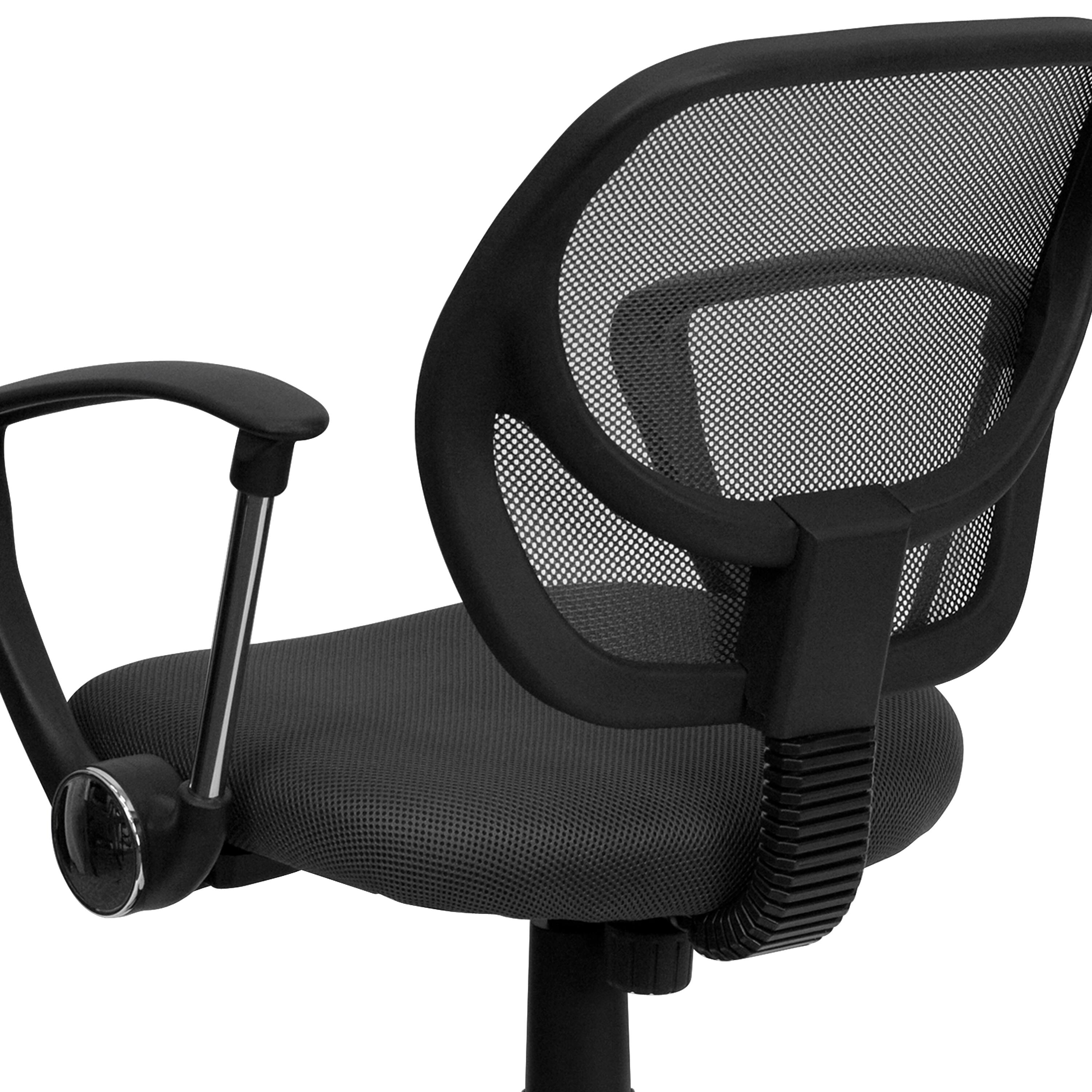 Alt View 8. Emma + Oliver - Mid-Back Mesh Swivel Task Office Chair with Curved Square Back and Arms - Gray.