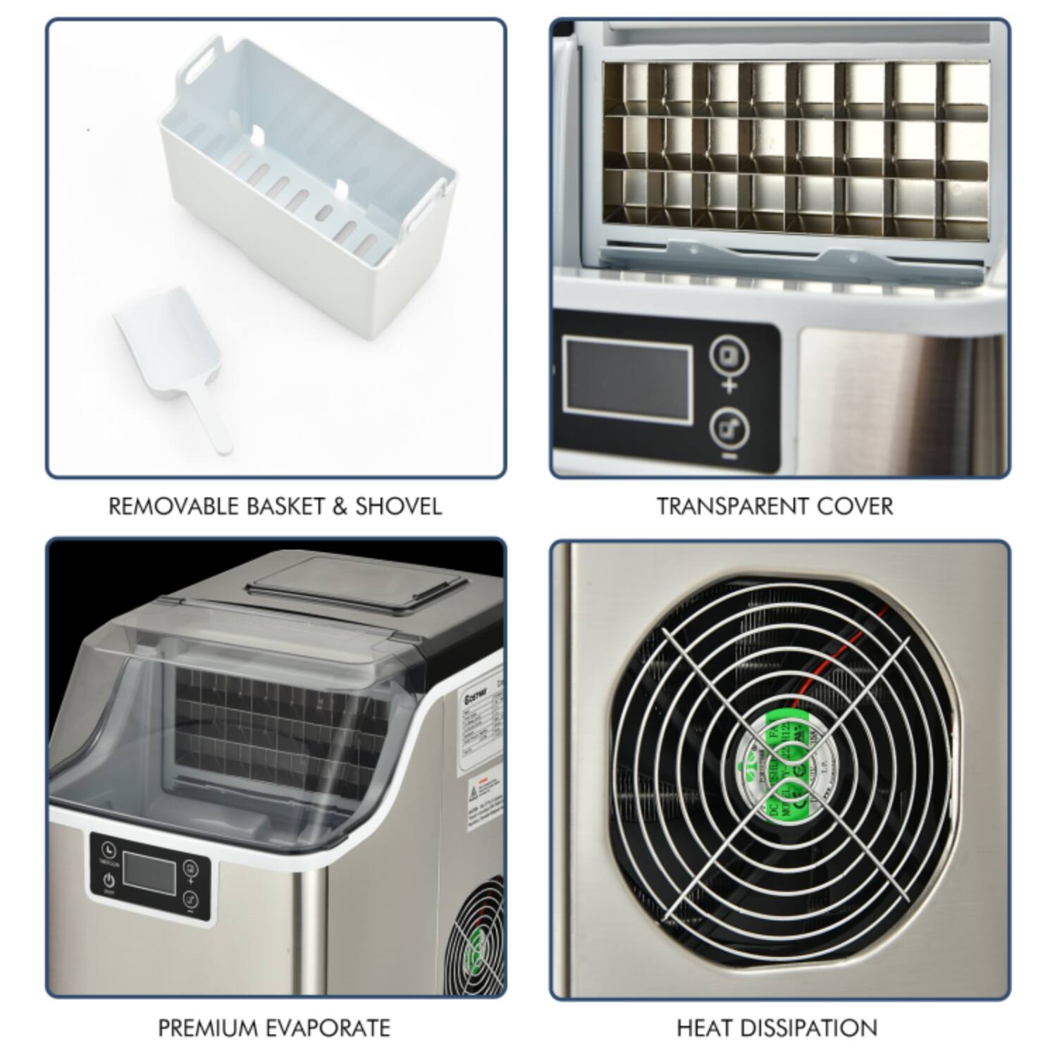 - REMOVABLE BASKET & SHOVEL
- TRANSPARENT COVER
- PREMIUM EVAPORATE
- HEAT DISSIPATION