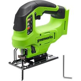 Greenworks - 24V Brushless Cordless 1" Jig Saw (3,000 SPM / 4 Settings/Bevel 0°-45°/ LED Light), Tool Only - Green