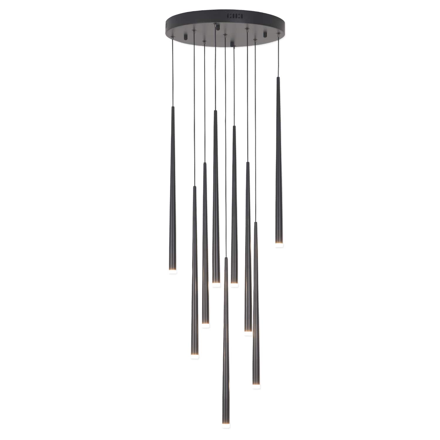 Umeiluce - 9- Light Cluster Cone LED Chandelier Pendant Kitchen Island Black Dimmable - Matte Black