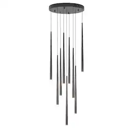 Umeiluce - 9- Light Cluster Cone LED Chandelier Pendant Kitchen Island Black Dimmable - Matte Black