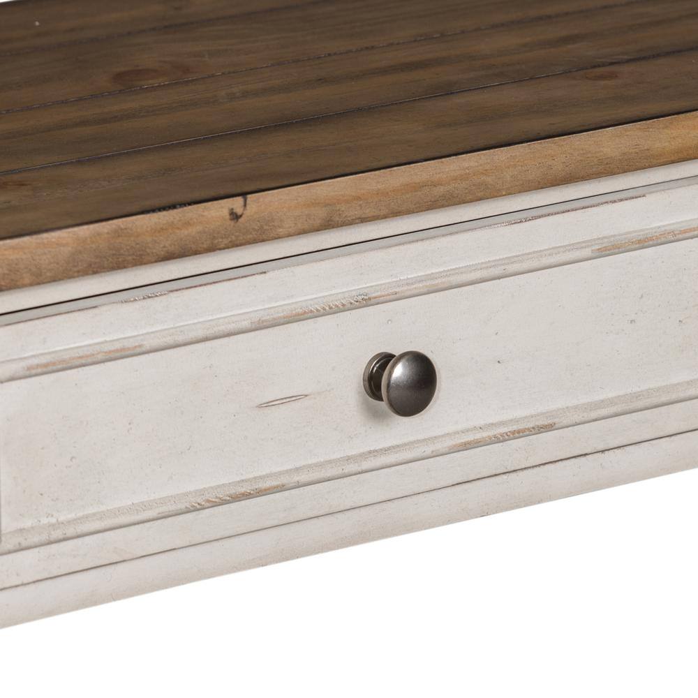 Alt View 6. Liberty Furniture Industries - Morgan Creek Sofa Table in Antique White w/ Wirebrushed Tobacco Accents - White.