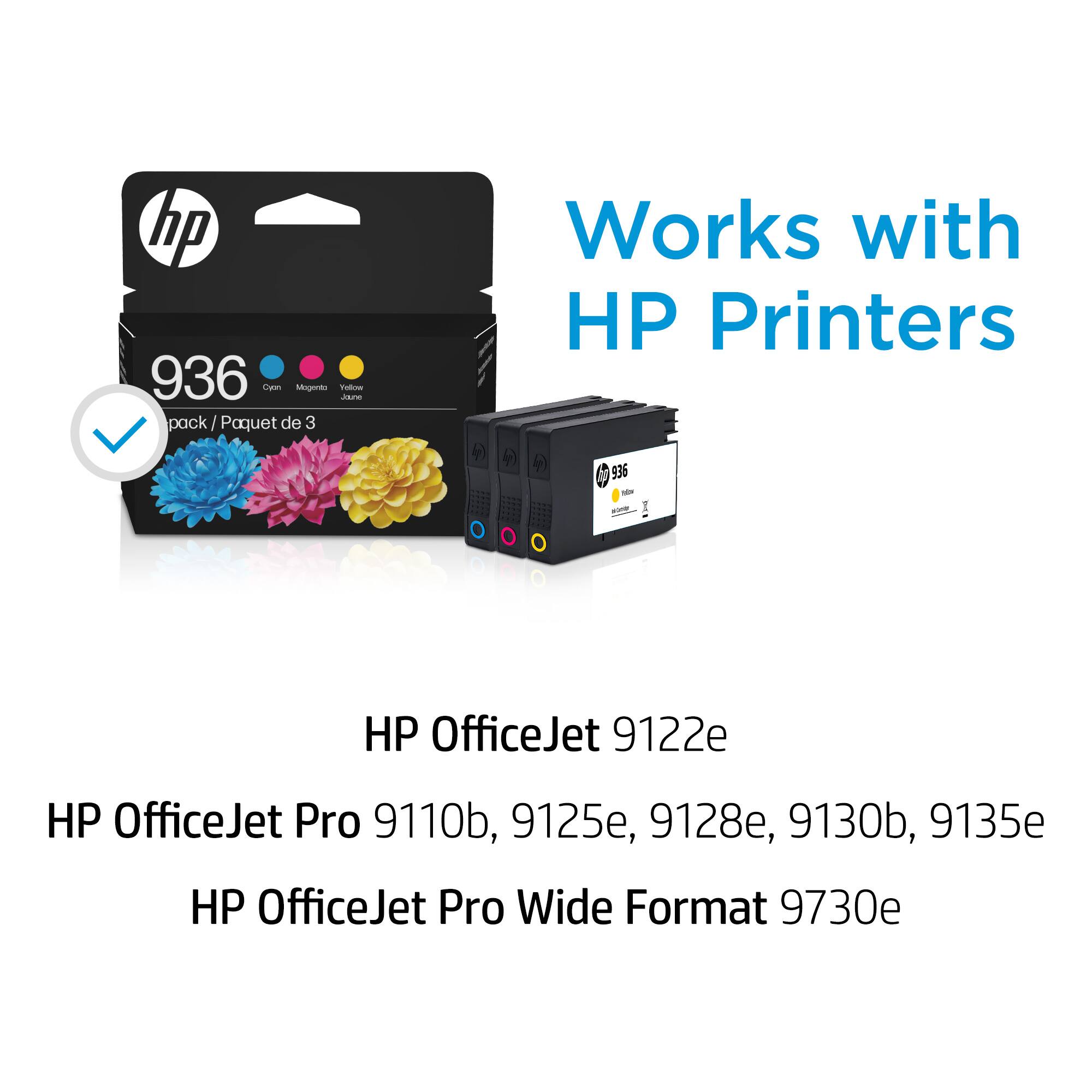 Works with HP Printers 936 - HP OfficeJet 9122e - HP OfficeJet Pro 9110b, 9125e, 9128e, 9130b, 9135e - HP OfficeJet Pro Wide Format 9730e