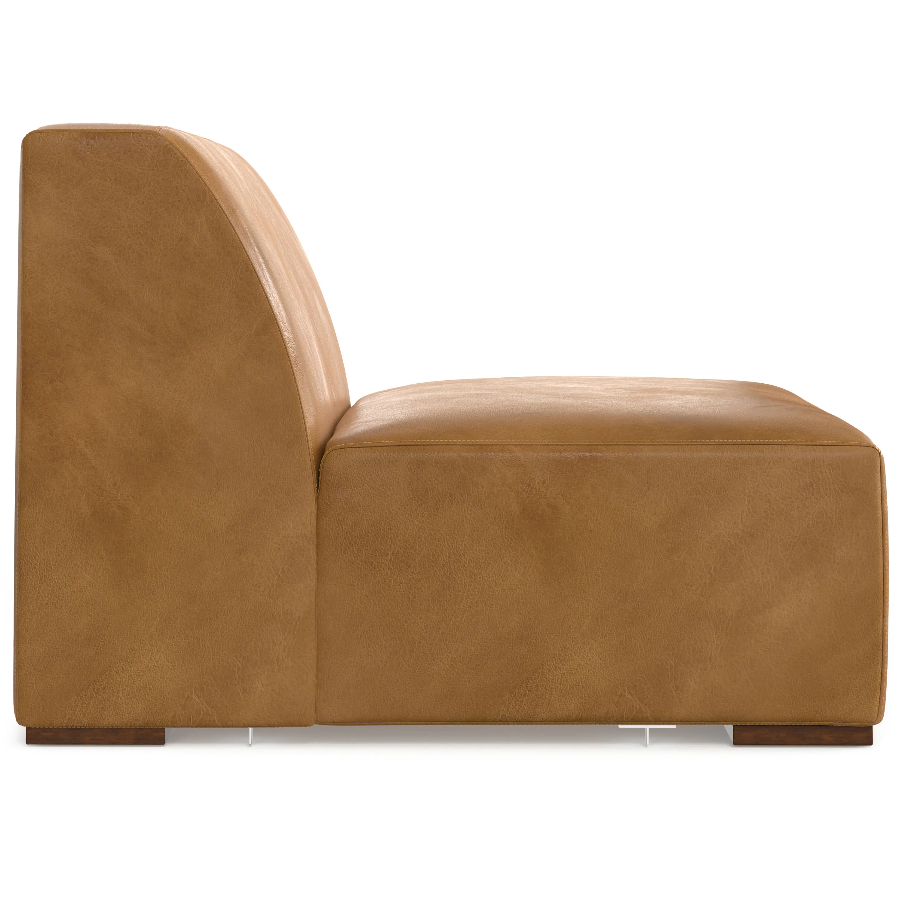 Alt View 2. Simpli Home - Rex Center Armless Sofa Module in Genuine Leather - Sienna.
