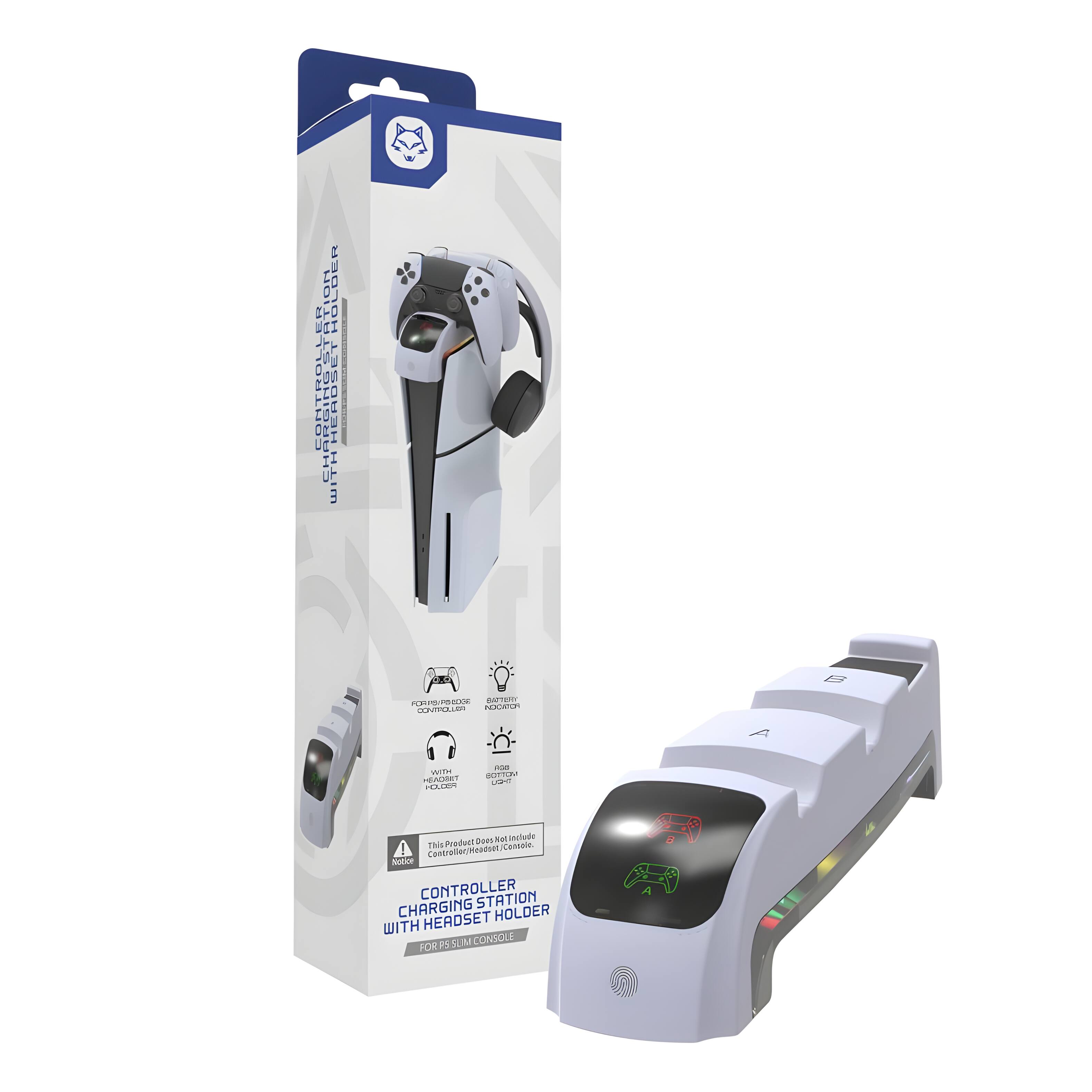 CONTROLLER CHARGING STATION HOLDER WITH HEADSET FOR PS5 SLIM CONSOLE