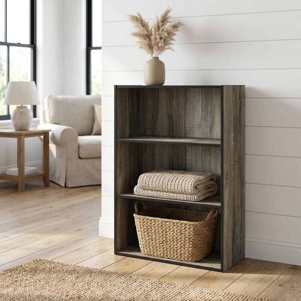Angle. FurniFact - Engineered Wood bookcase with simple design for home or office storage - French Oak.
