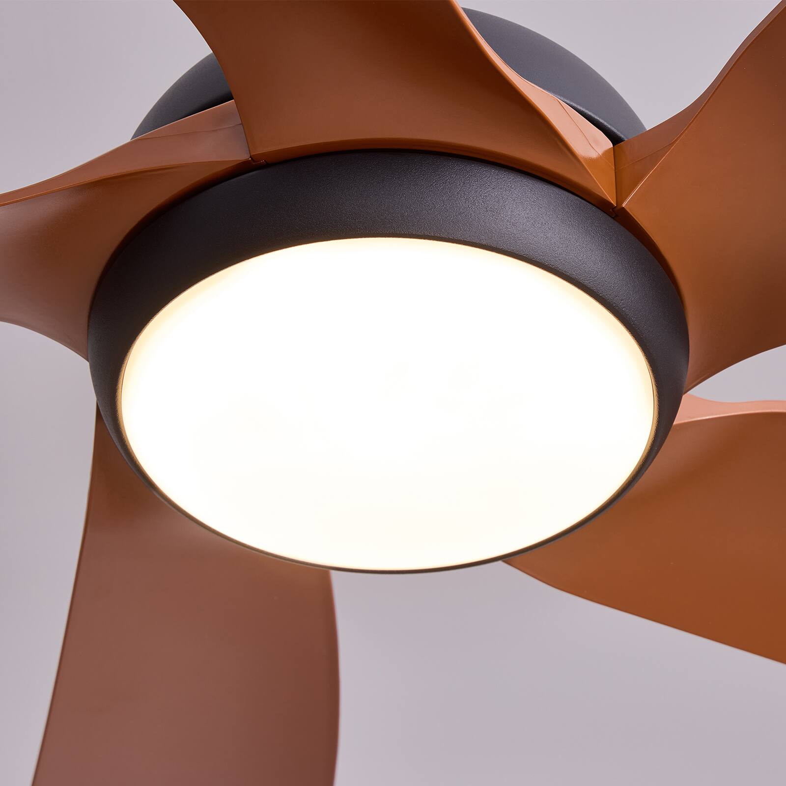 Alt View 8. Siljoy - 52 in Wood Grain 5 Blade Ceiling Fan with Integrated LED Light Remote App Control for Bedroom Living Room - BROWN.