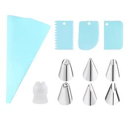 Kitcheniva - Reusable Silicone Piping Bag with Accessories, 11 Pcs Set, Blue