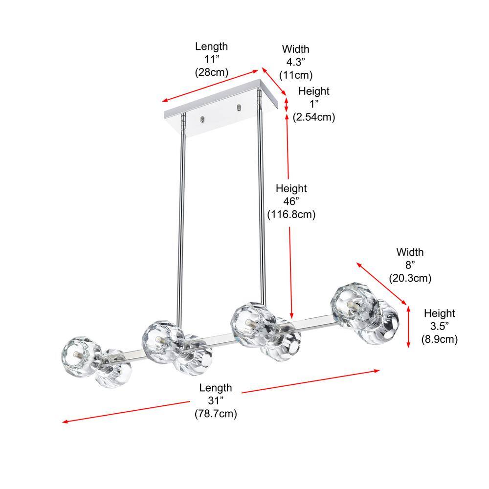 Length 11" (28cm)  
Width 4.3" (11cm)  
Height 1" (2.54cm)  
Height 46" (116.8cm)  
Width 8" (20.3cm)  
Height 3.5" (8.9cm)  
Length 31" (78.7cm)