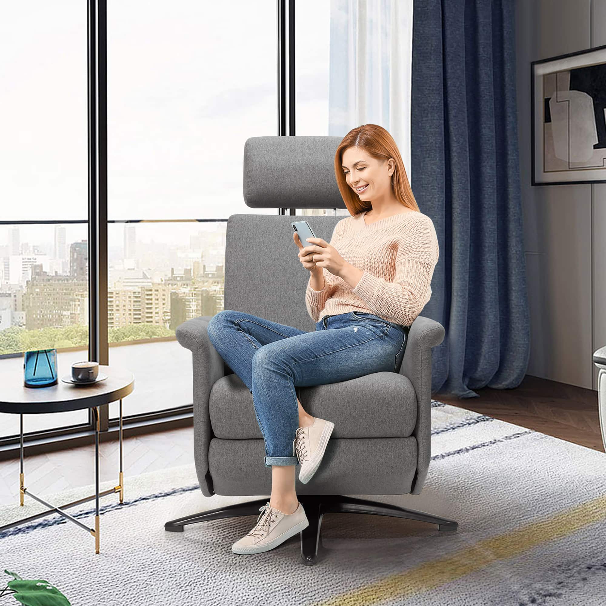 Alt View 11. Costway - Massage Recliner Chair with Remote Control and Adjustable Headrest - Grey.