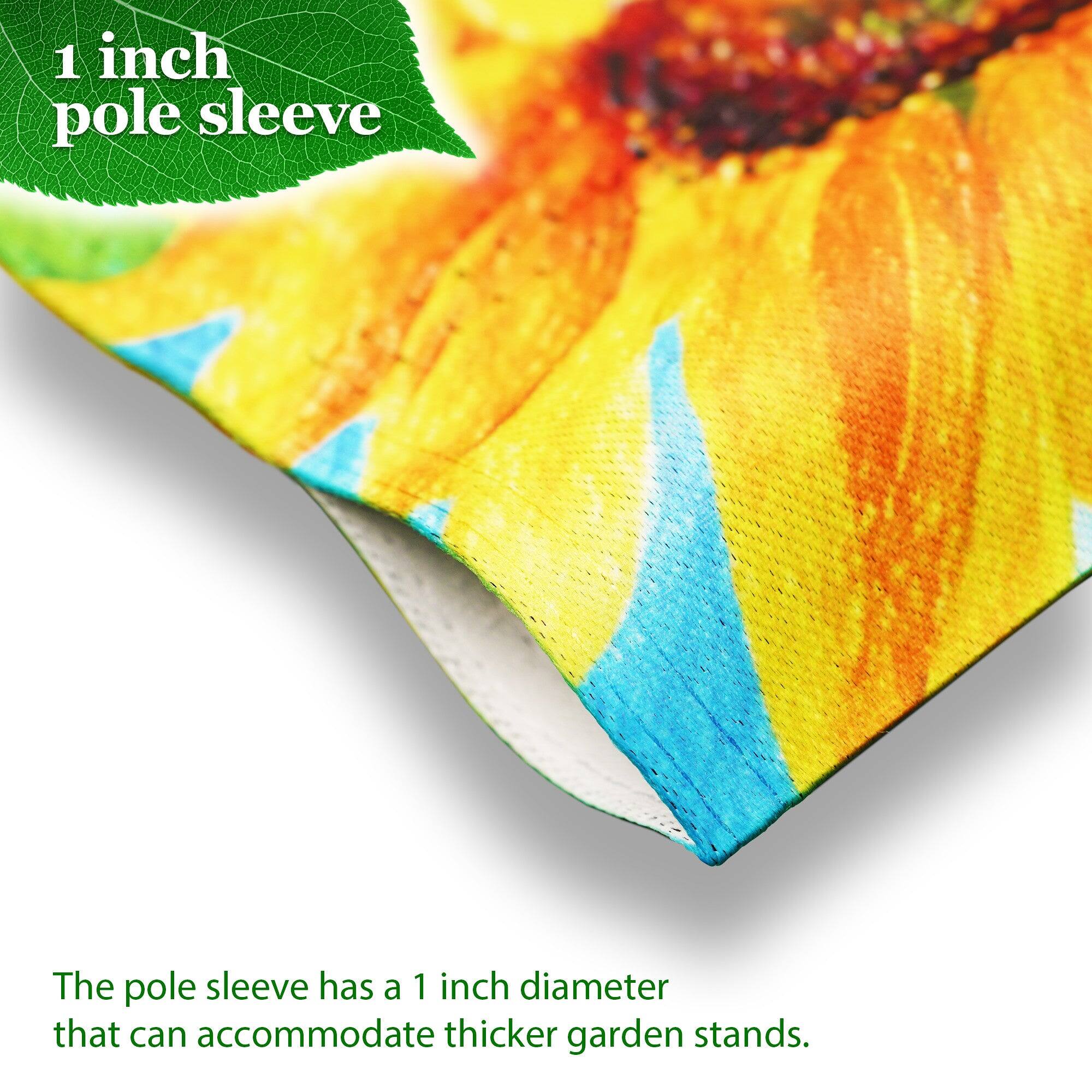 1 inch pole sleeve

The pole sleeve has a 1 inch diameter that can accommodate thicker garden stands.