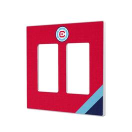 Keyscaper - Chicago Fire Diagonal Stripe Design Double Rocker Lightswitch Plate - Multicolor