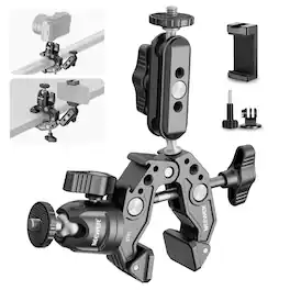 Neewer - Super Clamp with Dual Ballhead Magic Arm, Cold Shoe & Phone Holder, ST85