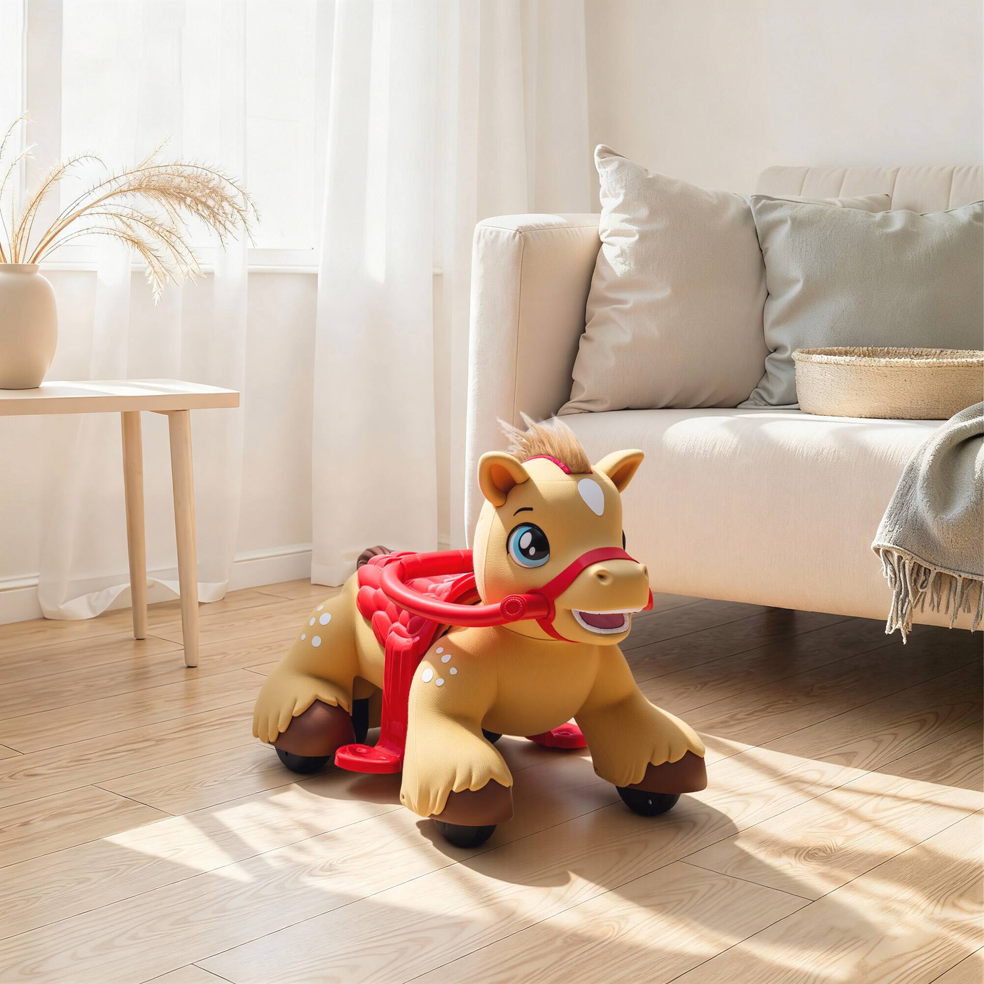 Alt View 8. Qaba - On Horse Toy, 12V Battery Powered Ride on Toy with Carrot Toy, Comb and Sound - Brown.