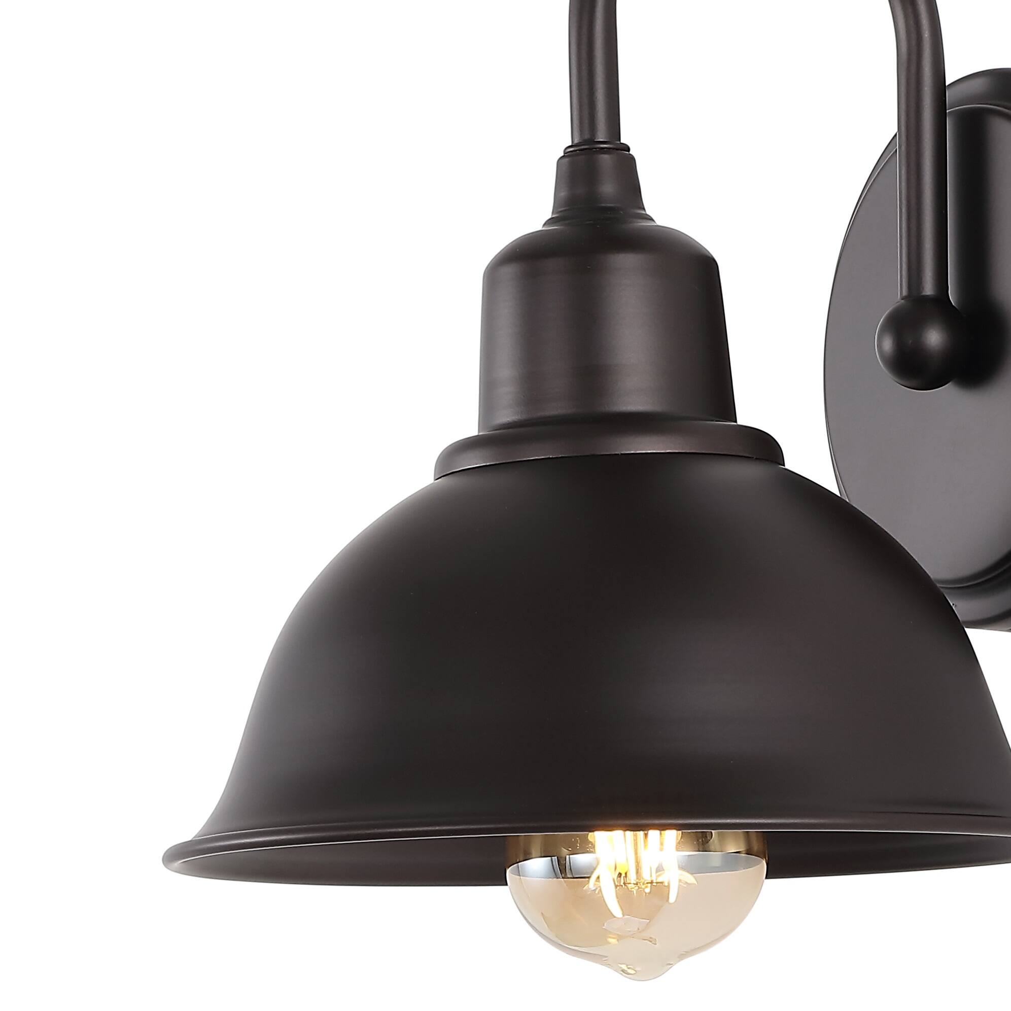 Alt View 4. Jonathan Y - Frisco 8" 1-Light Farmhouse Industrial Iron LED Vanity, Oil Rubbed Bronze - Oil Rubbed Bronze.