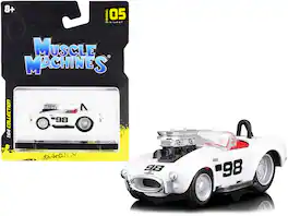 1964 Shelby Cobra #98 White with Red Interior 1/64 Diecast Model Car by Muscle Machines