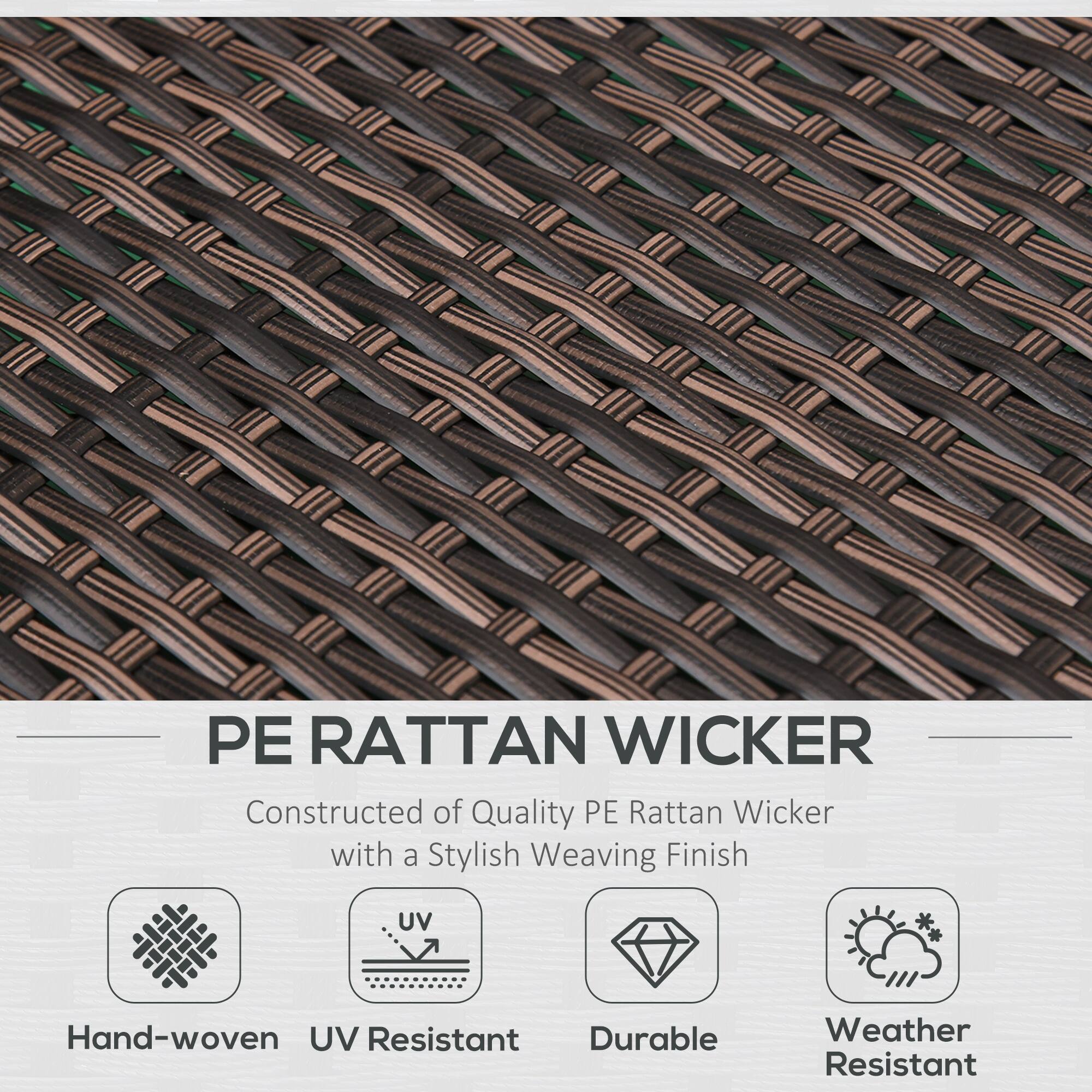 PE RATTAN WICKER  
Constructed of Quality PE Rattan Wicker with a Stylish Weaving Finish  
Hand-woven  
UV Resistant  
Durable  
Weather Resistant