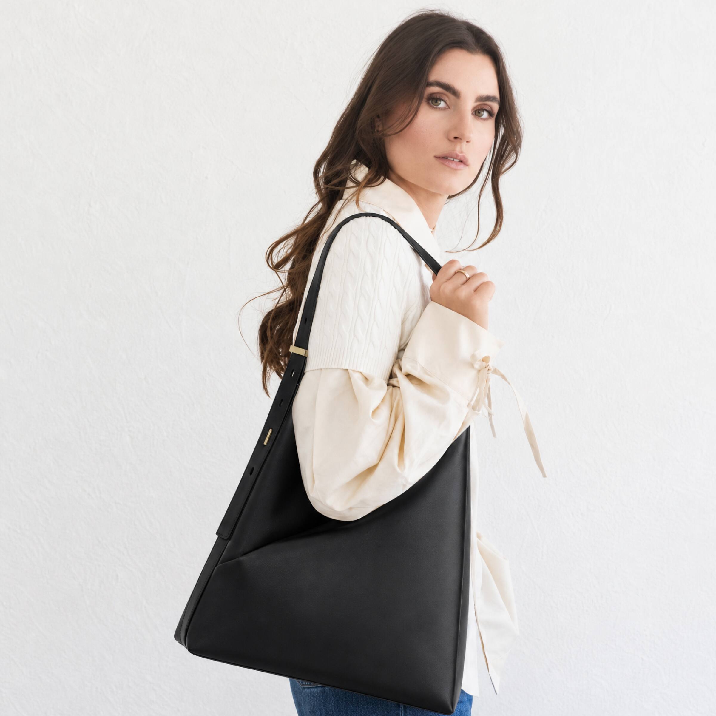 Alt View 8. Lux & Nyx - Lux & Nyx - Origami 15" Laptop Hobo Bag - Convertible Shoulder Bag - Black.