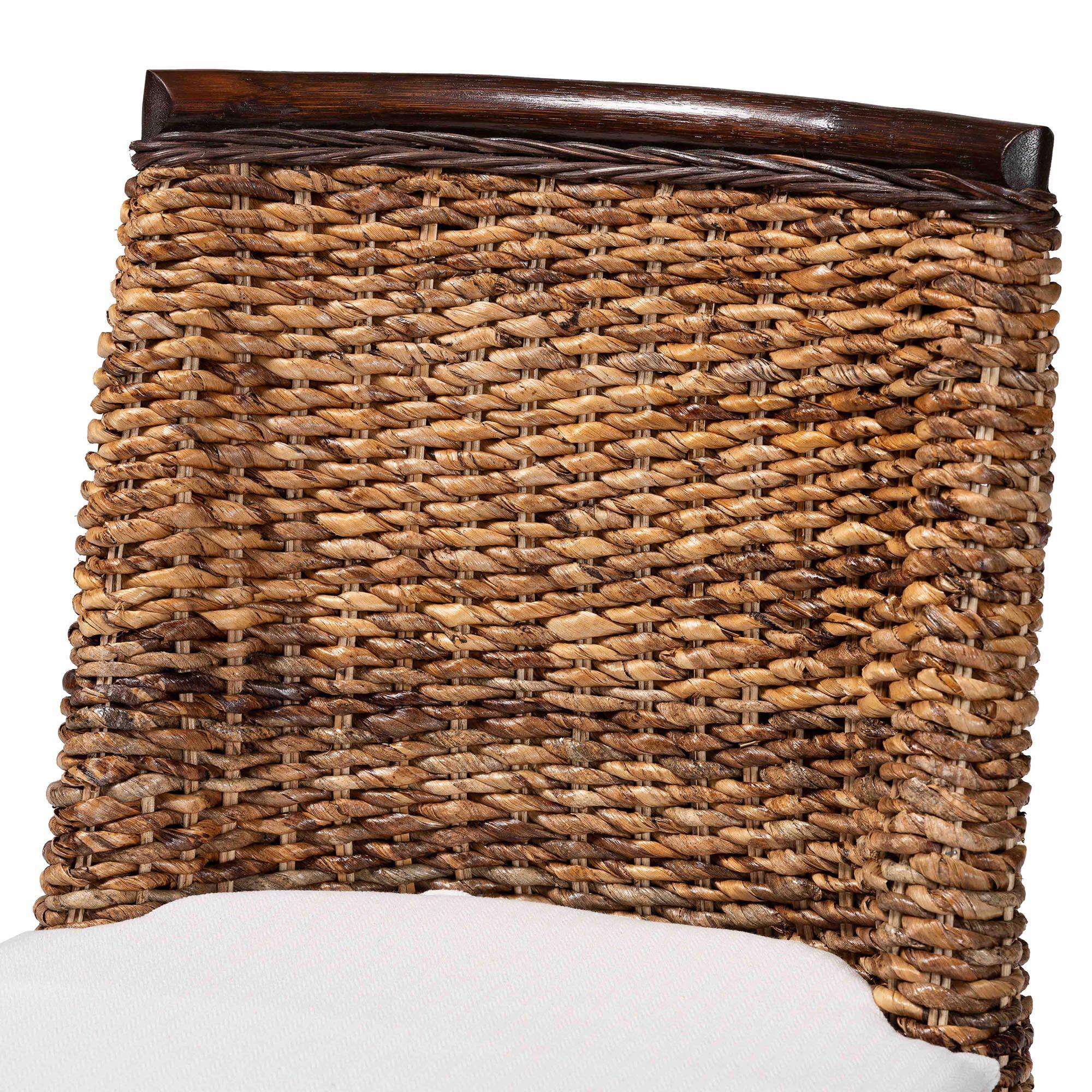 Alt View 1. bali & pari - Abbas Bohemian Seagrass and Wood Dining Chair - Natural Brown/White/Dark Brown.