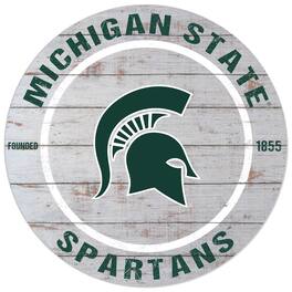 Jardine - Michigan State Spartans 20'' x 20'' Indoor/Outdoor Weathered Circle Sign - White
