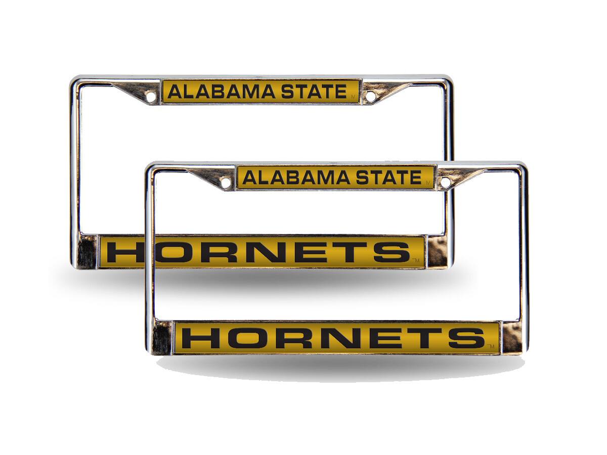 Alabama State Hornets Chrome Metal Laser Cut License Plate Frame - Set of 2 Frames