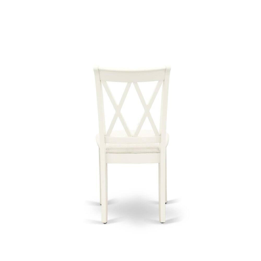 Alt View 1. East West Furniture - East West Furniture 3 Piece Dinning Room Table Set Contains 1 Wood Table and 2 Linen White Dining Room Chairs with - Multi-Color.
