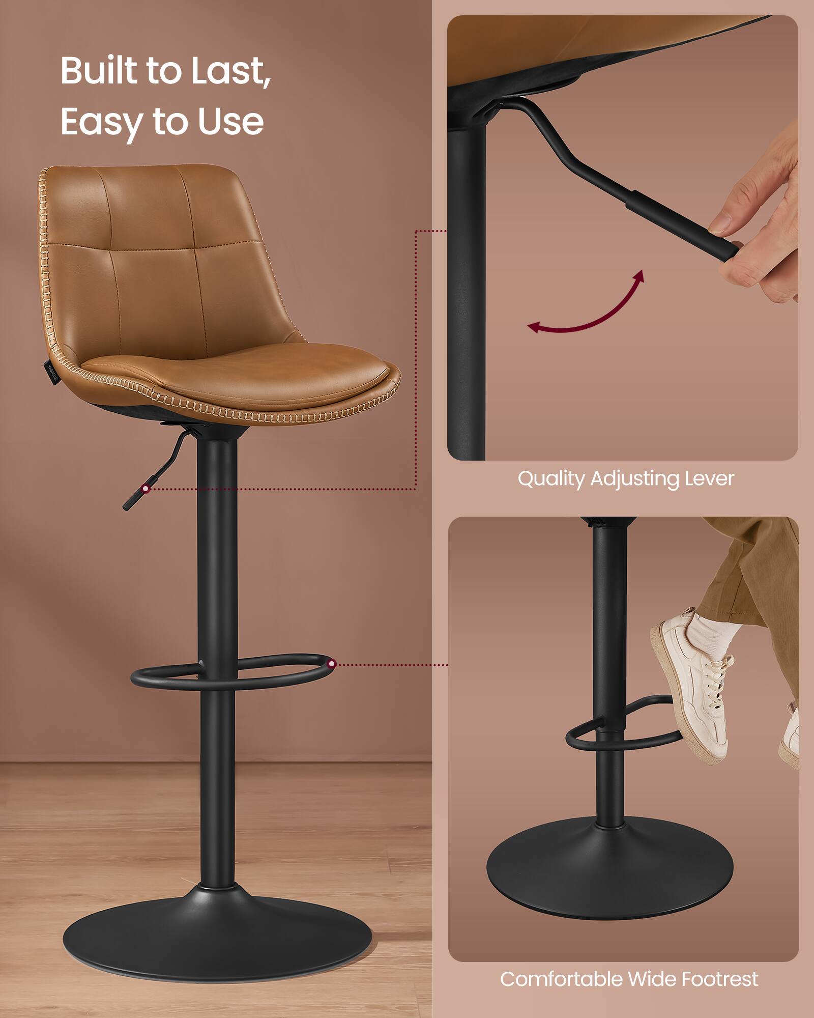 Built to Last, Easy to Use  
Quality Adjusting Lever  
Comfortable Wide Footrest