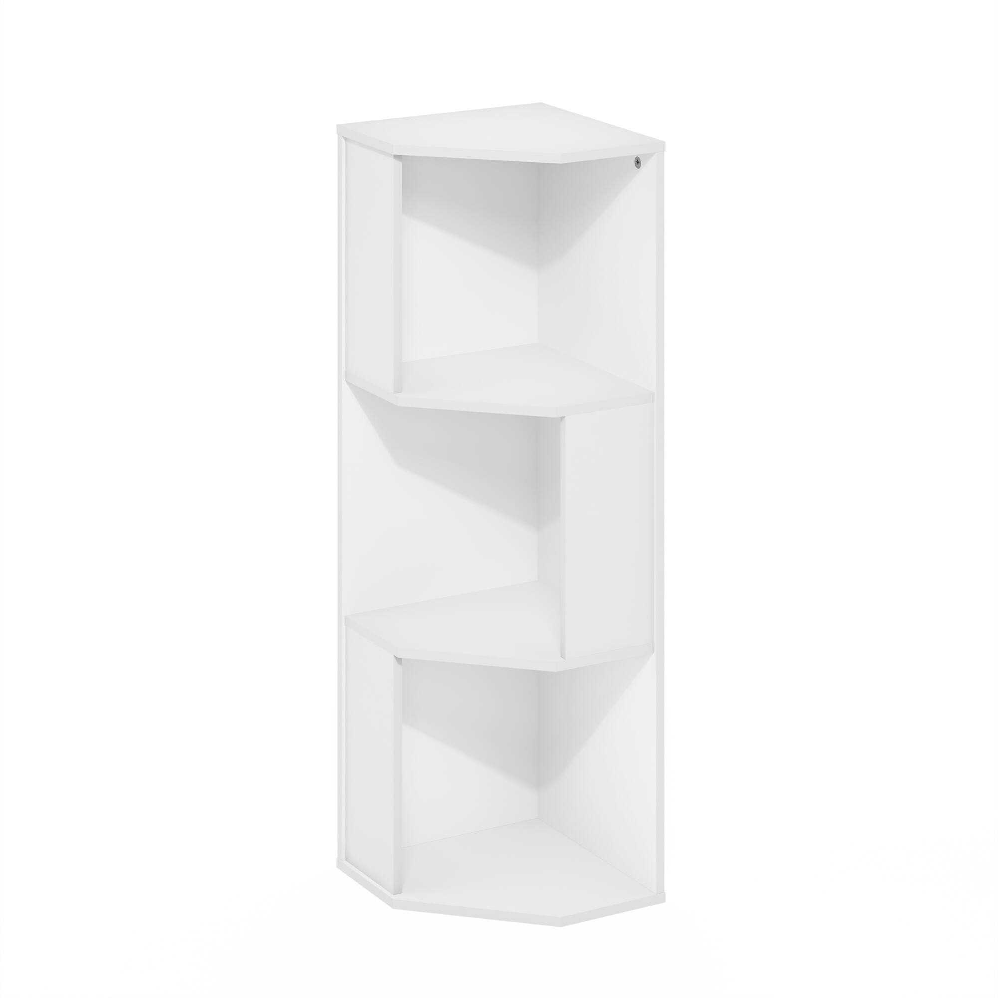 Alt View 6. Furinno - ECON Corner Bookshelf, 3 Tier Corner Shelf, Bookcase, Book Shelf, 12 x 12 x 37, for Home Office, Living Room - Plain White.