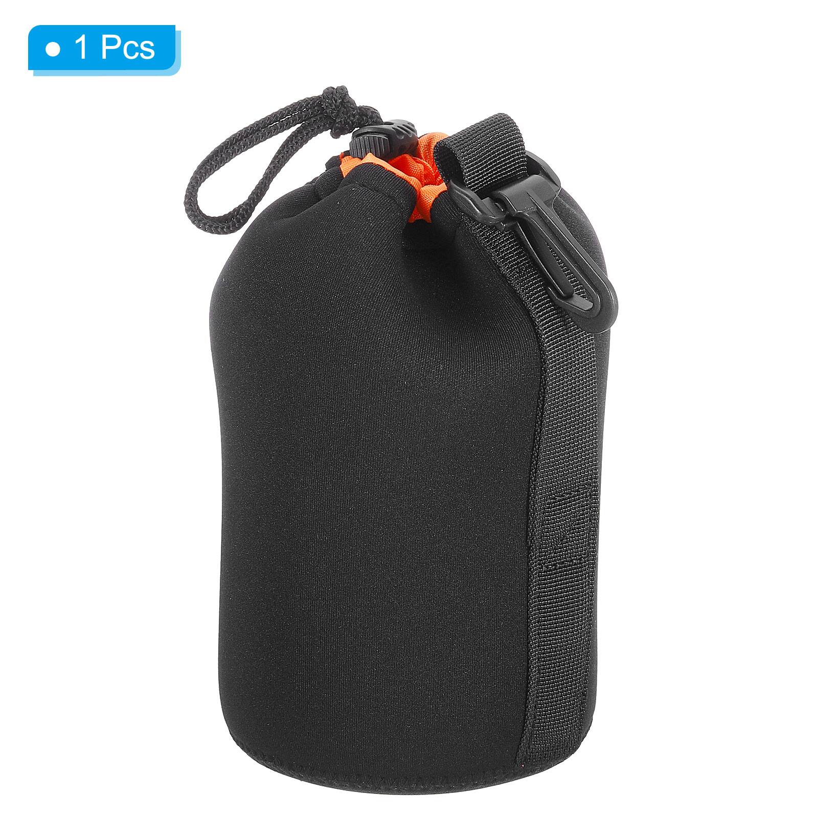 Alt View 2. Unique Bargains - Camera Lens Bag, 1pc 3.7"x7.1" Drawstring Pouch with Thick Neoprene for DSLR Lens, Water Coffee Cups - Black Orange.