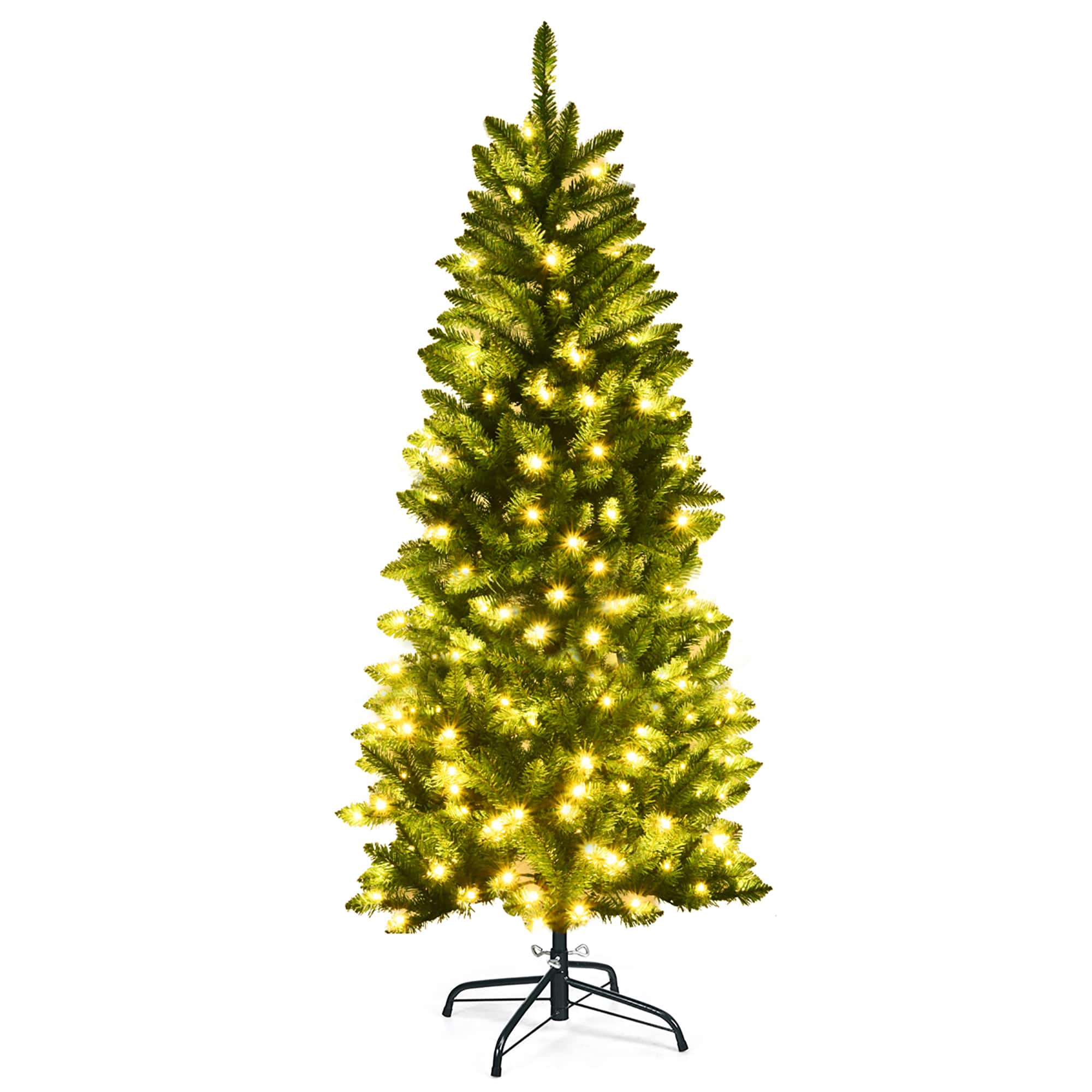 Costway 5Ft Prelit Artificial Pencil Christmas Tree Hinged Fir PVC