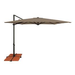Mondawe - 8.6' Square Cantilever Patio Umbrella Black Frame with Cross Bar Stand - Taupe