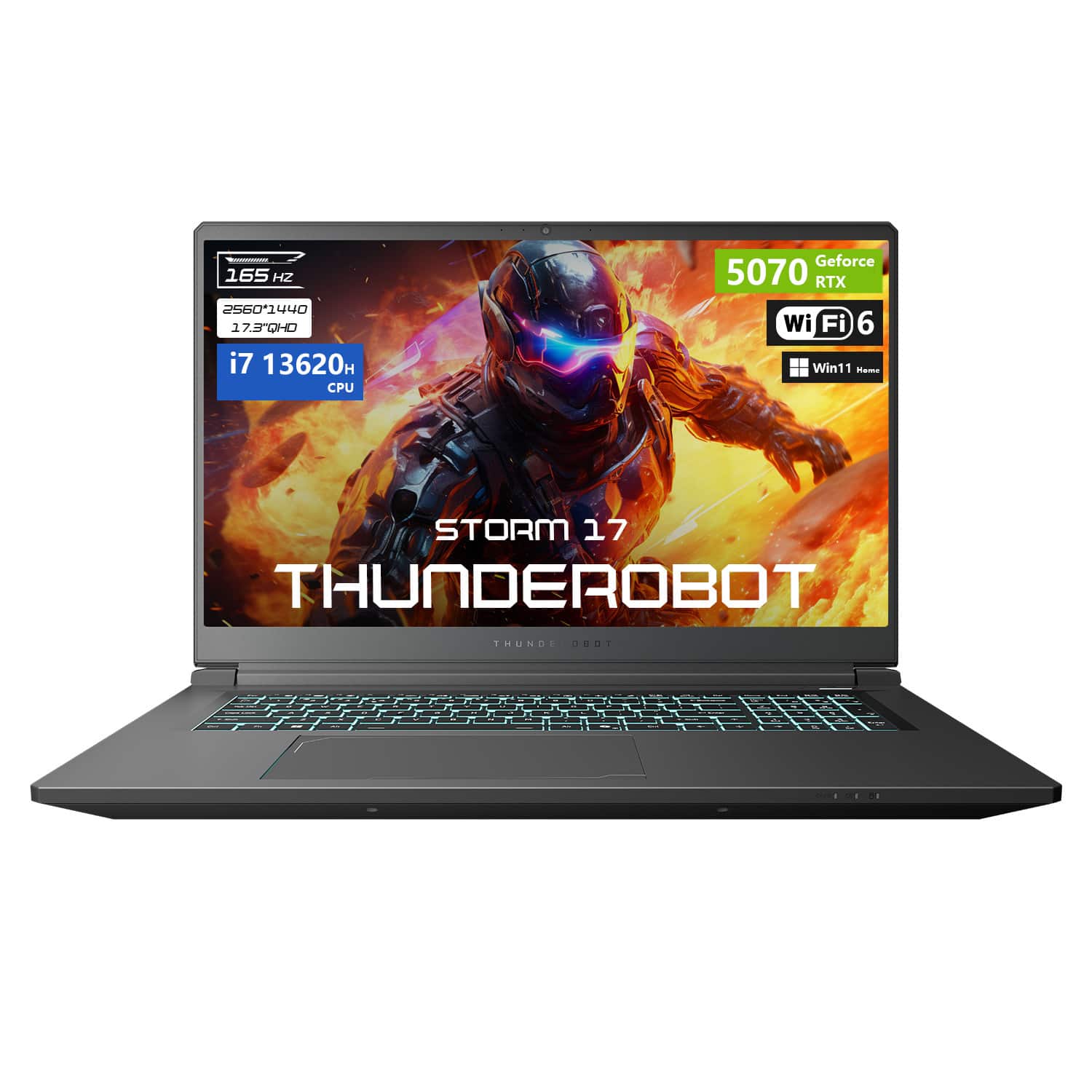 Thunderobot - STORM 17.3" QHD Gaming Laptop - Intel Core i7-13620H with 16GB RAM - NVIDIA GeForce RTX 5070 - 512GB SSD - Black