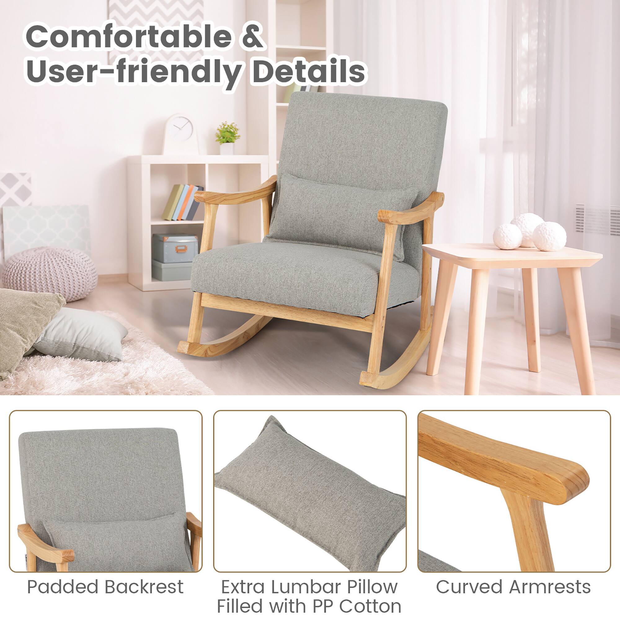 Comfortable & User-friendly Details

- Padded Backrest
- Extra Lumbar Pillow Filled with PP Cotton
- Curved Armrests