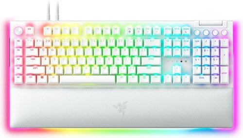 Razer - BlackWidow V4 Pro Full Size Wired Mechanical Green Clicky Switch Gaming Keyboard with Chroma RGB Backlighting - White