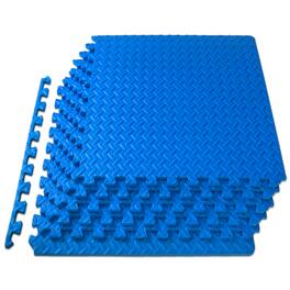 ProsourceFit - Diamond Plate Exercise Puzzle Mat 1/2-in, 24 Sq Ft - 6 Tiles - Blue