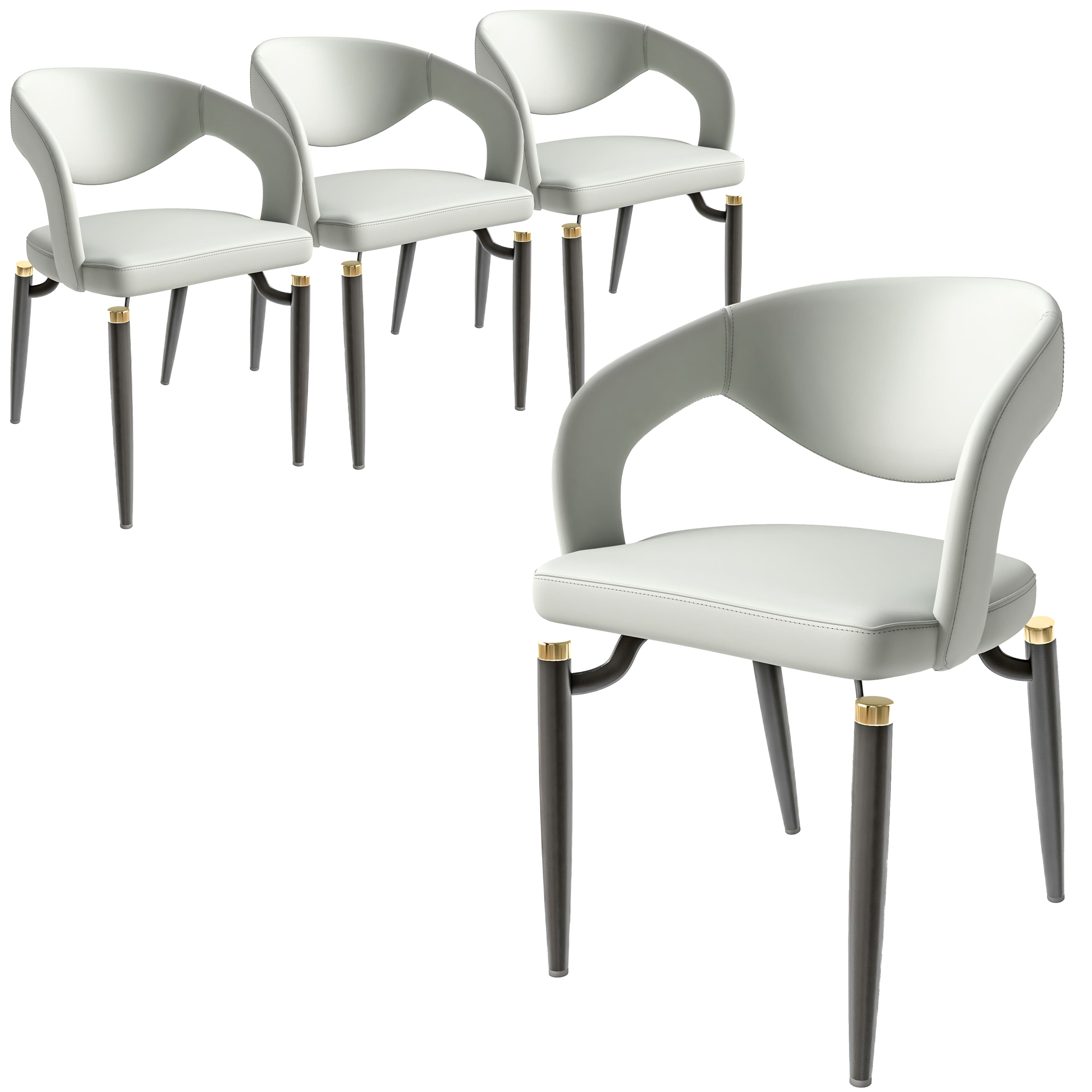 LeisureMod - Entice 4-PCS Modern Upholstered Leather Kitchen & Dining Chair with Floor Glides - Gray price history on PriceWatchPro