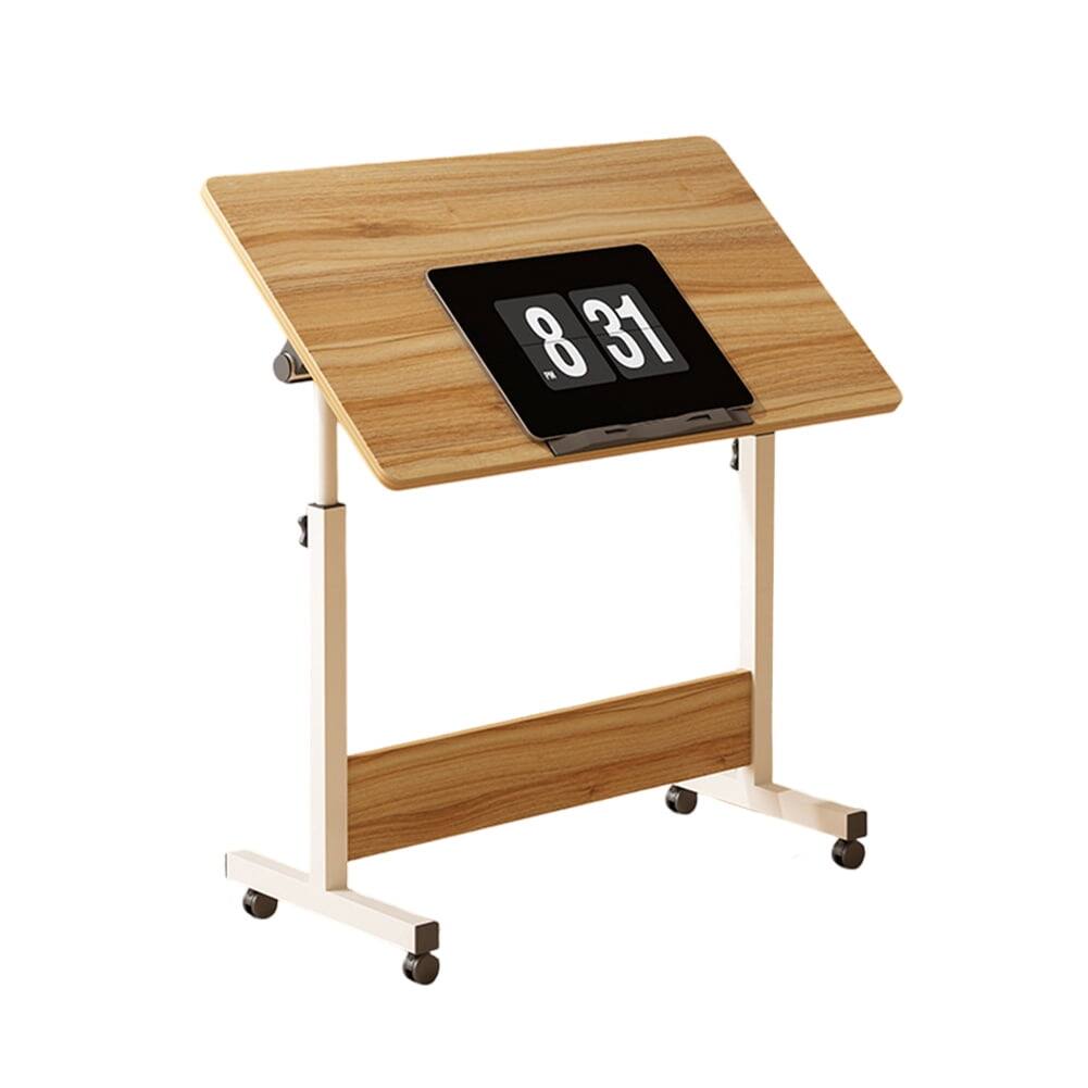 Alt View 2. Electrodes Masters - Mobile Standing Desk with Wheels - Compact Adjustable Height Sit-Stand Desk for Home Office - Ancient Oak.