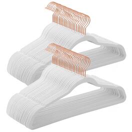 Songmics Home - Velvet Hangers 50 Pack, Non-Slip Hangers with Rose Gold-Colored Swivel Hooks, Slim Space-Saving Hangers, Velvet Hangers - Cloud White