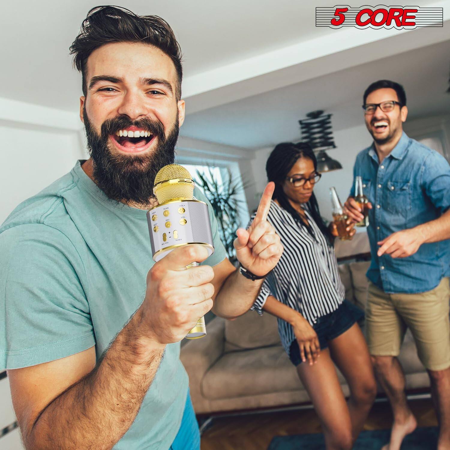 Angle. 5 CORE - 5 Core Microphone Wireless Karaoke Mic With Speaker 3 in 1 Portable Bluetooth Microfono Inalambrico - Multicolor.