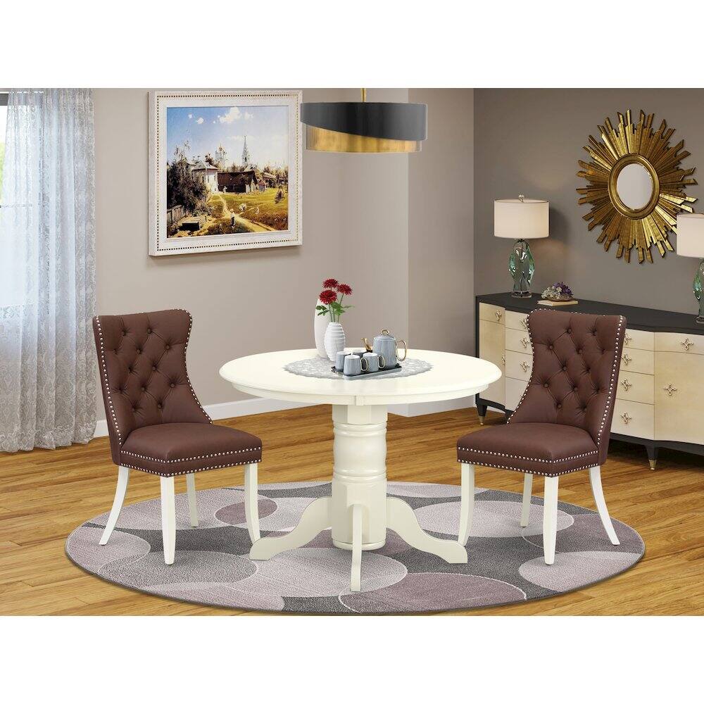 Alt View 7. East West Furniture - 3 Piece Kitchen Table Set for Small Spaces - White.