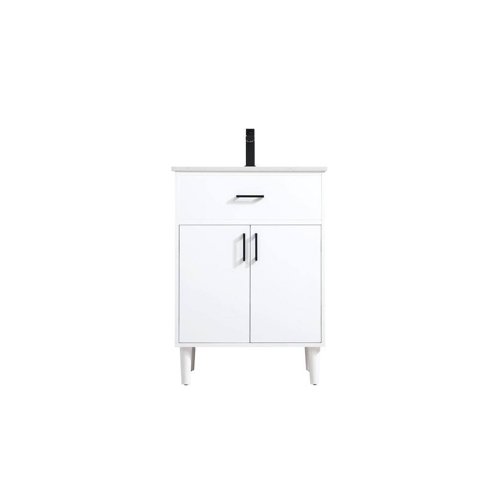 Alt View 4. Elegant Kitchen and Bath - Chandler 24 Inch Single Bathroom Vanity In White - White.
