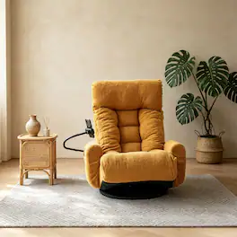 Loheer - Adjustable Gaming Chair 360 Degree Rotatable Sofa Chair Yellow Lounge Chair for Living Room with Phone Holder - Yellow