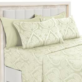 Lux Decor Collection - 6-Piece Queen Sheet Set, Paisley Design Brushed Microfiber Deep Pocket Sheets - Ivory
