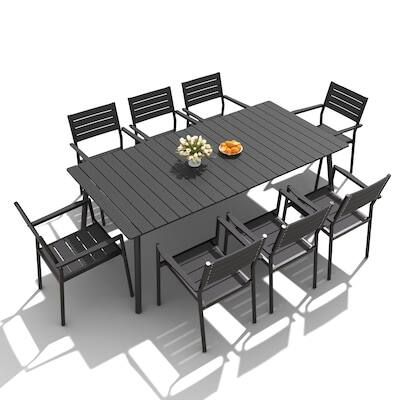 Left. Crestlive Products - Crestlive Products Water Proof 7/9/11pc Patio Dining Set Aluminum Frame Rectangle Table Stackable Stationary Arm Chairs - Black-9PC.