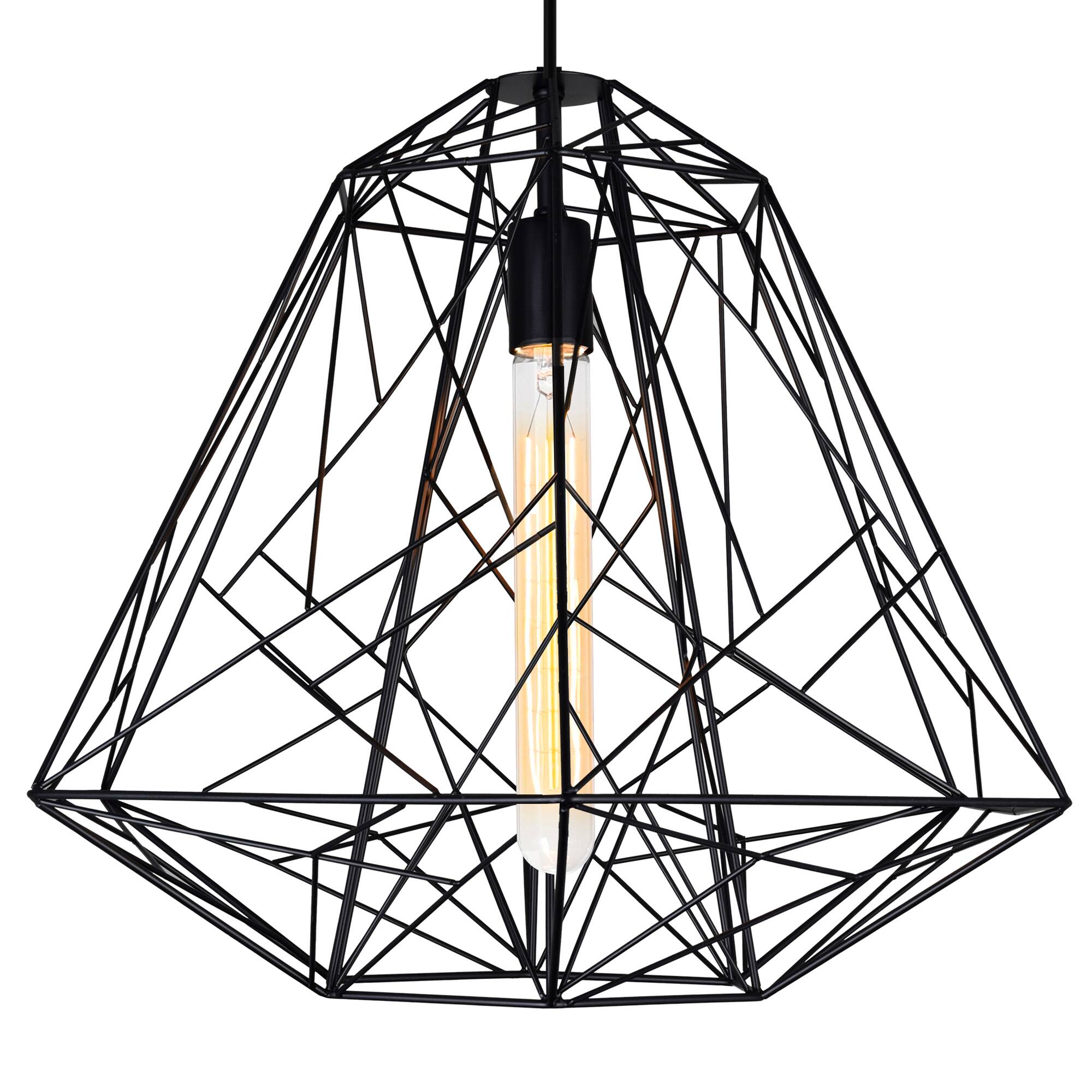 Angle. CWI Lighting - Bagheera 1 Light Down Pendant With Black Finish - Black.